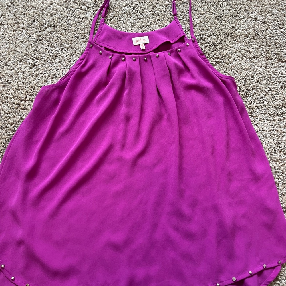 Pixley Fuchsia Sleeveless Stud-Trim Halter Camisole